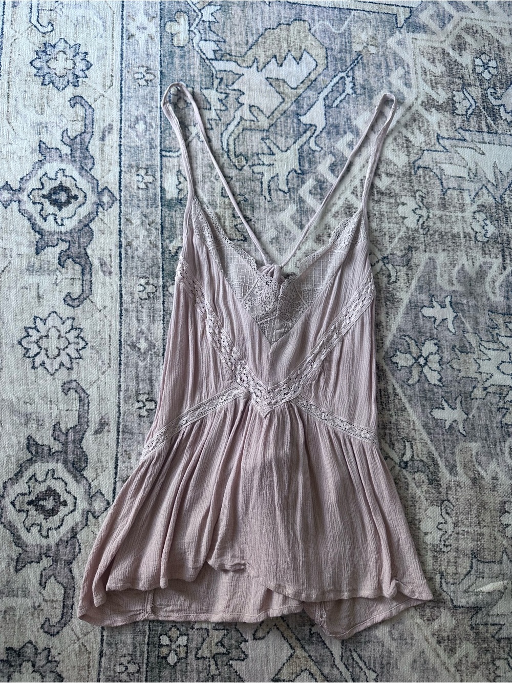 American Eagle Outfitters Blush Pink V-Neck Tank with Tie Straps